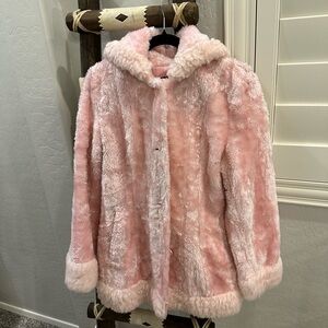Vintage Maria Dionisiou Pink Faux Fur Women's Coat